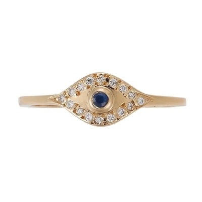 925 Sterling Silver Evil Eye Diamond Band Ring com Plating de Prata em estilo clássico