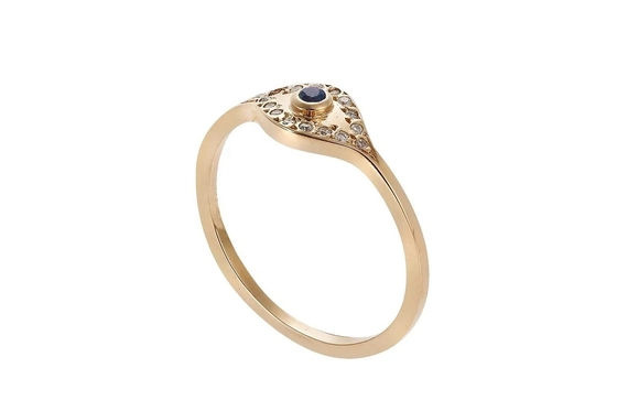 925 Sterling Silver Evil Eye Diamond Band Ring com Plating de Prata em estilo clássico