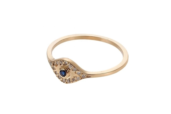 925 Sterling Silver Evil Eye Diamond Band Ring com Plating de Prata em estilo clássico