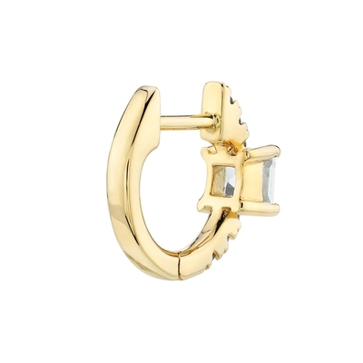 925 Sterling Silver Mini Gold Plated Baguette Hoop Huggie Brincos para Mulheres Joias