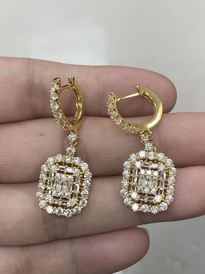 Brincos CZ Brancos 925 de Prata Esterlina Estilo Clássico Para Noivado E Casamento