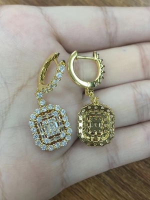Brincos CZ Brancos 925 de Prata Esterlina Estilo Clássico Para Noivado E Casamento