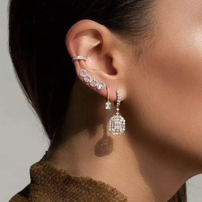Brincos CZ Brancos 925 de Prata Esterlina Estilo Clássico Para Noivado E Casamento