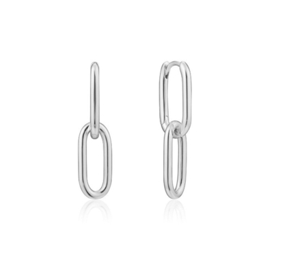 Casamento Simples Cable Silver Link Stud brinco de orelha 30mm altura Design elegante