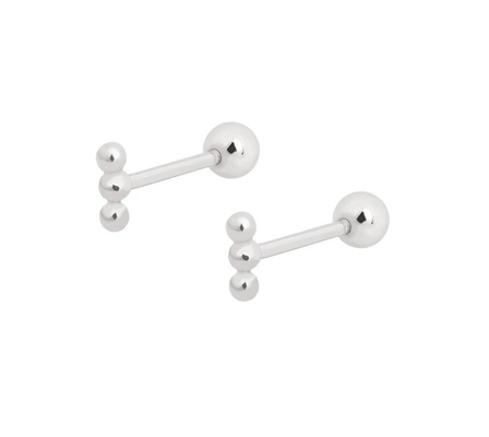 Mini Barbell de pérolas de prata de orelha com parafuso traseiro 925 Sterling Silver