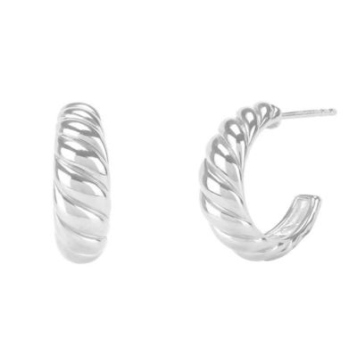 Orifícios de croissant dome 18K ouro revestido de prata croissant dome hoops