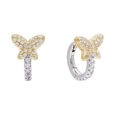 Mini Butterfly White CZ Huggies 925 Brilhantes de Prata Esterlina
