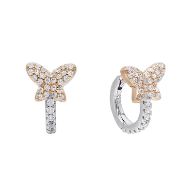 Mini Butterfly White CZ Huggies 925 Brilhantes de Prata Esterlina
