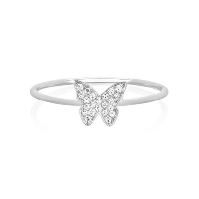Borboleta Branca CZ 925 Prata Esterlina Anéis Simples de Mulher Joias