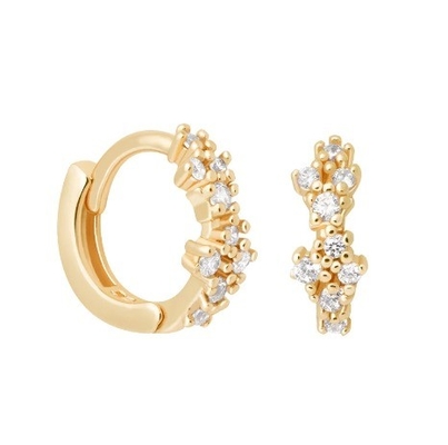 Flores em forma de branco CZ 925 Sterling Silevr Huggies brincos para mulheres