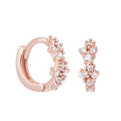 Flores em forma de branco CZ 925 Sterling Silevr Huggies brincos para mulheres