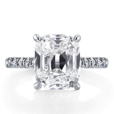 Anel de noivado branco CZ 925 prata esterlina 18K banhado em ouro Baguette Cut