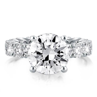 Anéis de noivado de ouro branco 18K Zircon Eternity Band 925 Sterling Silver