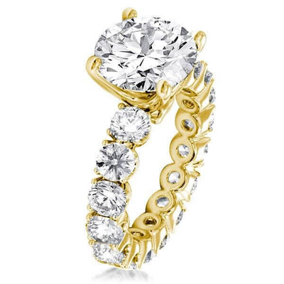 Anéis de noivado de ouro branco 18K Zircon Eternity Band 925 Sterling Silver