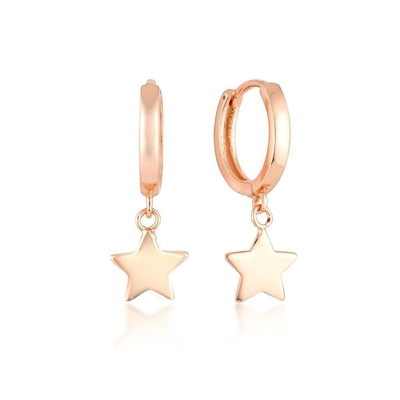 Brass 14K Gold Star Formed Hoop Earrings ForWomen Joias Diárias Simples