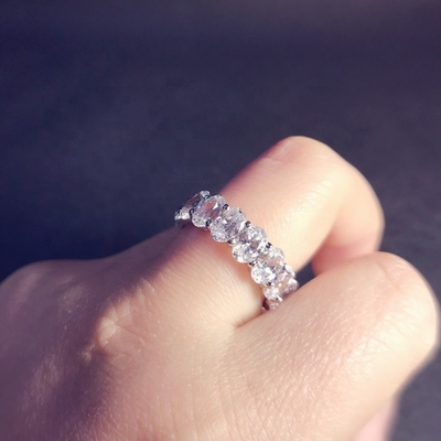 Anel CZ Oval da Eternidade Anel de jóias Tipo de Anel da Eternidade de Prata Feminino