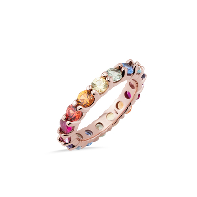 Anel de Eternidade de Pring Unico Acessórios de Zircão cúbico colorido Mulheres 925 Sterling Silver