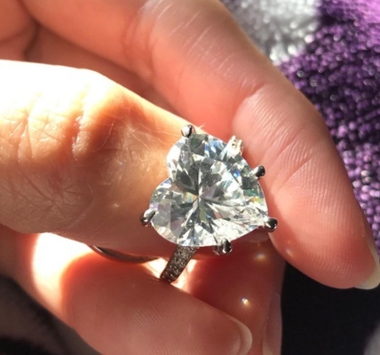Micro Insert Inlay Tecnologia Corte de Coração CZ Pedra 925 Sterling Prata Anéis de Noivado
