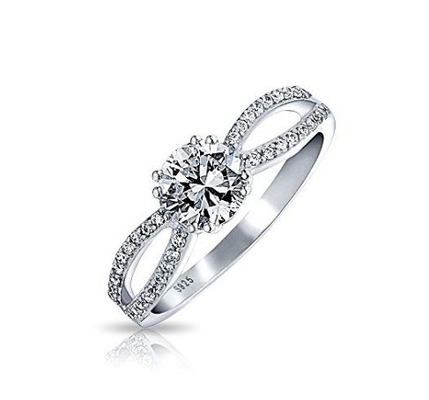 925 Sterling Silver Ring Micron Pave White Gold Plated para Mulheres Casamento Casal de noivado