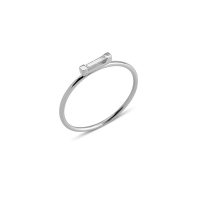925 Sterling Silver Eco Friendly Mini Baguette Rings para Mulheres