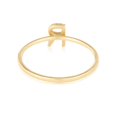 Joias de Prata Personalizadas 18K Placado em Ouro Empilhadeira Inicial CZ Anéis Finos para Mulheres