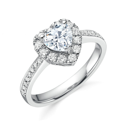 Brass Creative Heart Shape Clear CZ 925 Sterling Silver Eternity Band Rings Para Mulheres Joias