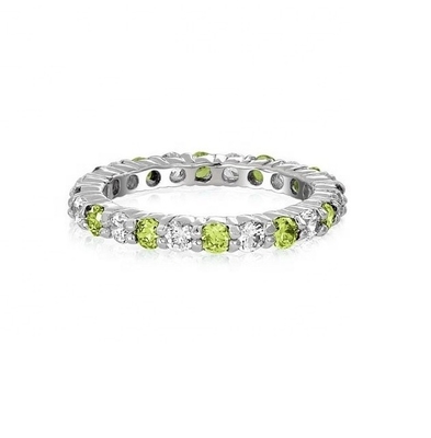 925 Prata Eternity Band Anel com Rosa de Ouro Revestimento e Birthstone CZ Stones Opção