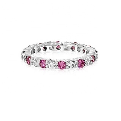 925 Prata Eternity Band Anel com Rosa de Ouro Revestimento e Birthstone CZ Stones Opção