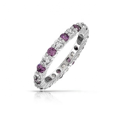 925 Prata Eternity Band Anel com Rosa de Ouro Revestimento e Birthstone CZ Stones Opção