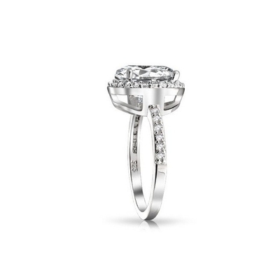 925 Sterling Silver 10mm Branco CZ Solitário Anel de Noivado com Pedra Principal Tamanho 10mm