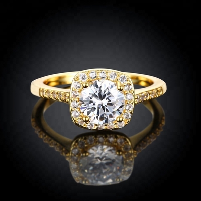 Anel de noivado de diamantes 18K ouro, tamanho 5 - tamanho 10
