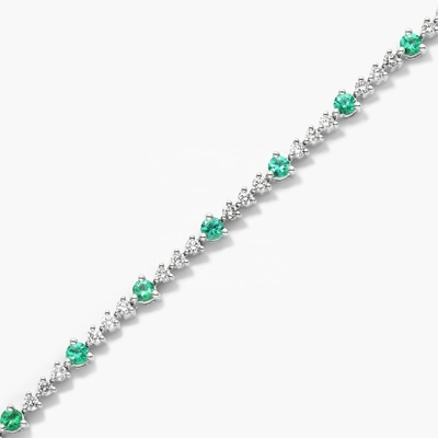 Bracelete de tênis de zircão branco rubí de corte redondo de prata esterlina Bracelete de tênis