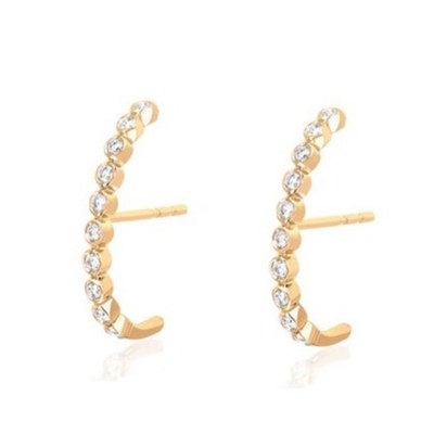 18K ouro revestido Bezel Configuração Branco cúbico Zircon Stud brincos para mulheres