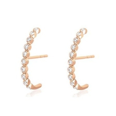 18K ouro revestido Bezel Configuração Branco cúbico Zircon Stud brincos para mulheres