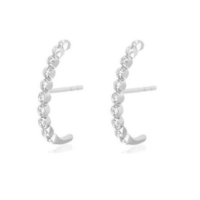 18K ouro revestido Bezel Configuração Branco cúbico Zircon Stud brincos para mulheres