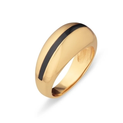 Venda a retalho 18K Prateado de Ouro Faixa Rosa Esmalte Dome 925 Sterling Silver Feminino Anel