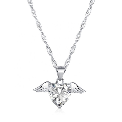 S925 Prata Sterling Love Wings Necklace Mulheres Coração Circão Colarbone Chain Jewelry