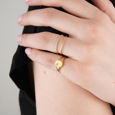 Anel de sigilo de girassol de ouro Vermelho 18K com design minoritário em prata esterlina 925