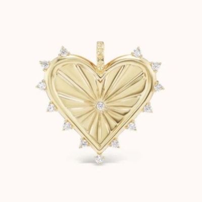 Ouro 18K Branco CZ Amores com Pico Coração Encanto Colar 925 Penda de Prata Sterling