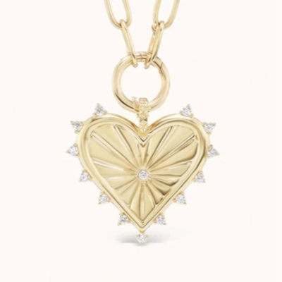 Ouro 18K Branco CZ Amores com Pico Coração Encanto Colar 925 Penda de Prata Sterling