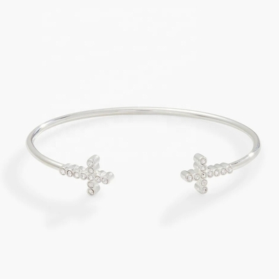 925 14K Cruz de Ouro Pulseira Bracelete Com Pave Cristal Zircon Para Mulheres