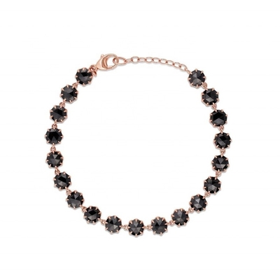 Thorn CZ Pulseira de tênis de diamante Pulsera de pedra preciosa preta revestida de ródio