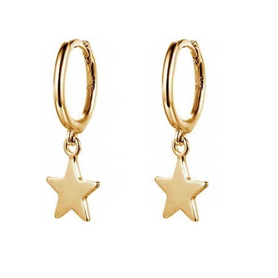 Brass 14K Gold Star Formed Hoop Earrings ForWomen Joias Diárias Simples