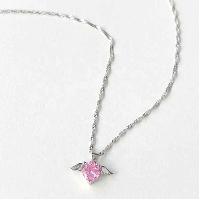 S925 Prata Sterling Love Wings Necklace Mulheres Coração Circão Colarbone Chain Jewelry