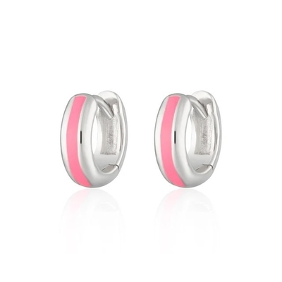 925 Logotipo personalizado 18K Revestido de Ouro Pink Esmalte Huggie brincos Para Olhar Chique Mulher