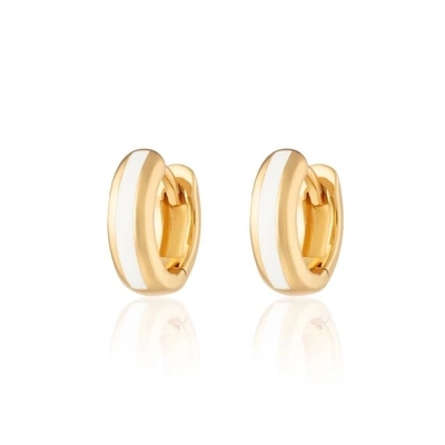 925 Logotipo personalizado 18K Revestido de Ouro Pink Esmalte Huggie brincos Para Olhar Chique Mulher
