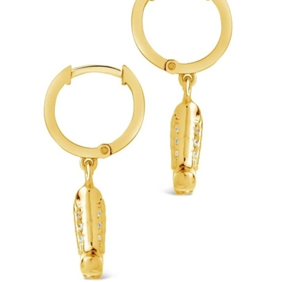 Botas de Cowboy Micro Delicado Brass Drop Brincos Brancos CZ Pedra Brass Dangle Brincos