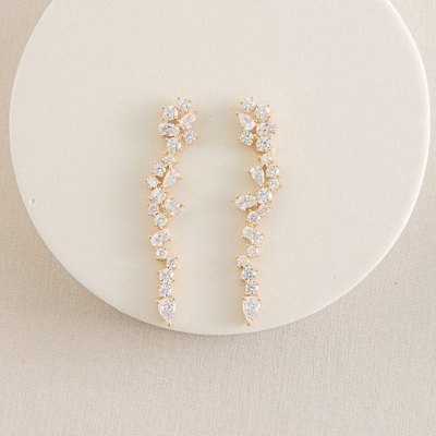 Cluster Drop Bridal Statement Brinquedos em cobre de zircão branco cúbico Brinquedos personalizados