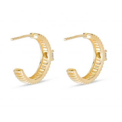 Ladies Cubic Zirconia Diamond Hoop Brass Round Brilliant Cut