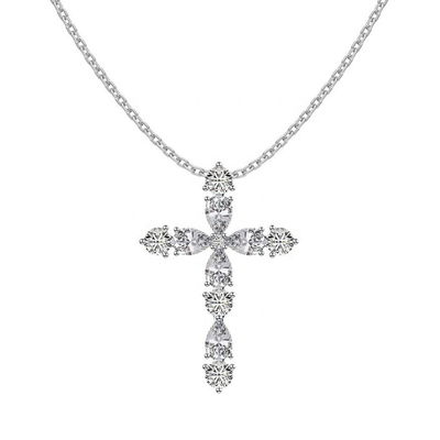 Customize 925 Sterling Silver Cross Necklace 18k Silver Cross And Chain senhoras